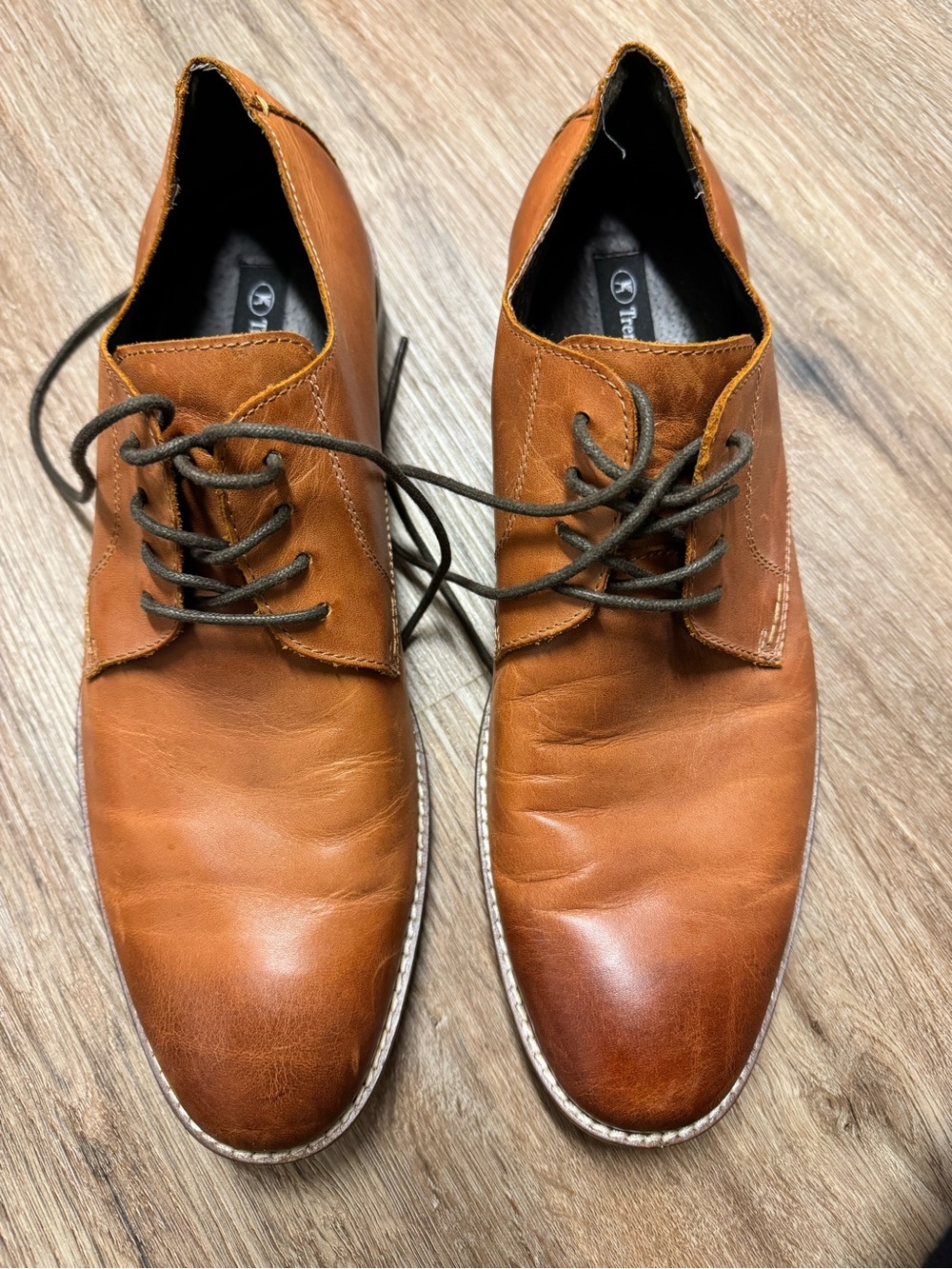 Men's Trent Nathan Tan Leather Lace-Up Dress Shoes